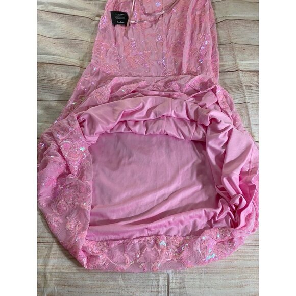 NWT Lulu's Women's Pink Glittering Excellence Sequin Lace Up Maxi - XL - Picture 15 of 16